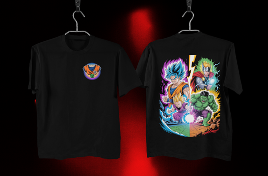 Dragon Ball Z x Avengers Crossover T-Shirt (Goku, Vegeta, Hulk & Thor)